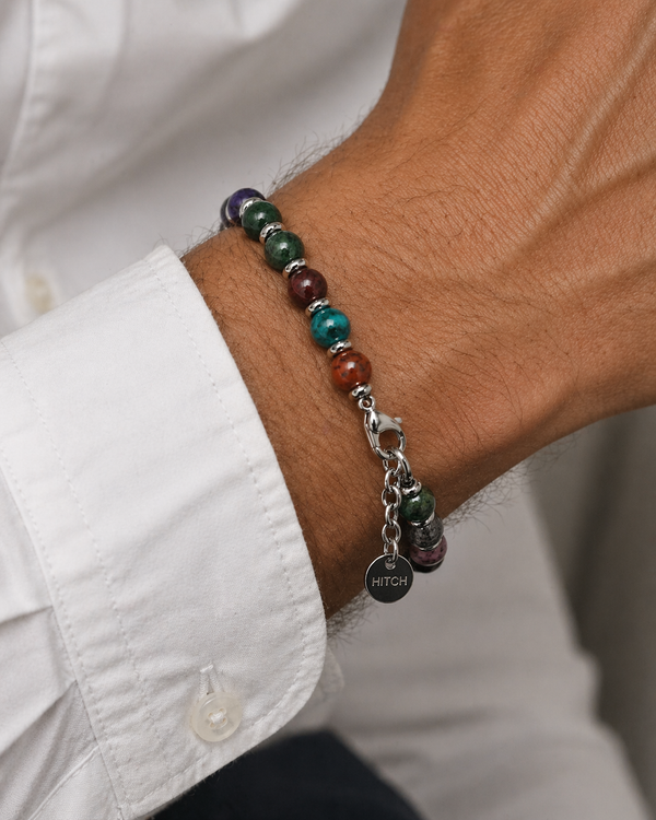 Bracciale uomo pietre multicolor