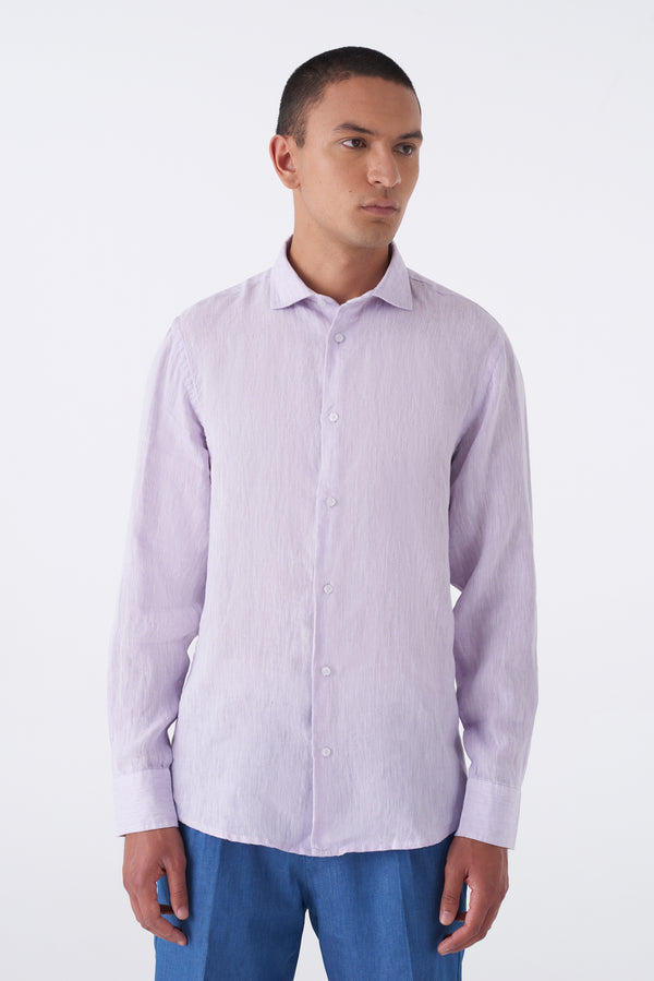Camicia in puro lino collo francese