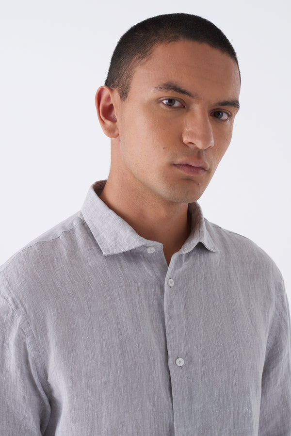 Camicia in puro lino collo francese