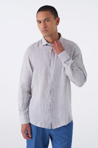 Camicia in puro lino collo francese