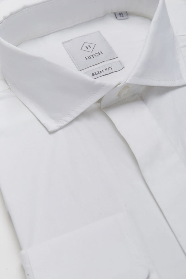 Camicia bianca collo francese cannoncino a scomparsa