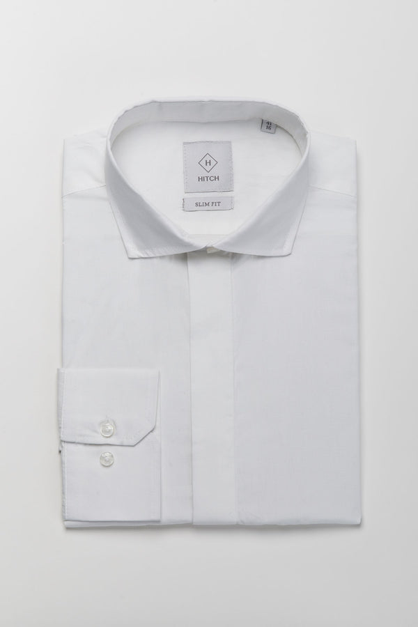 Camicia bianca collo francese cannoncino a scomparsa