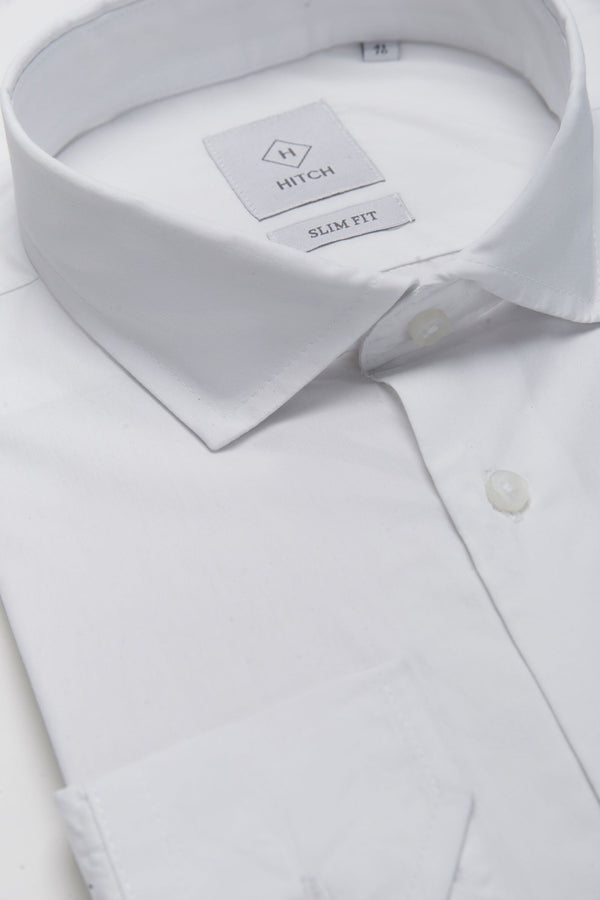 Camicia bianca collo francese slim fit
