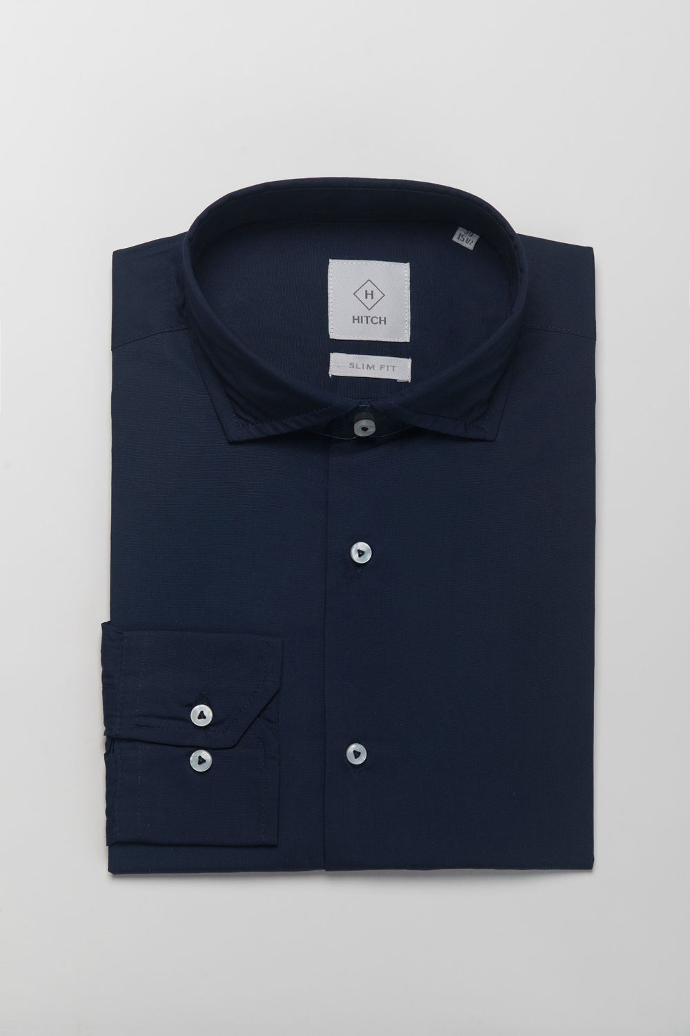 Camicia blu collo francese slim fit