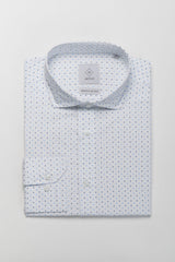 Camicia cotone fantasia micro geometrica azzurra e blu