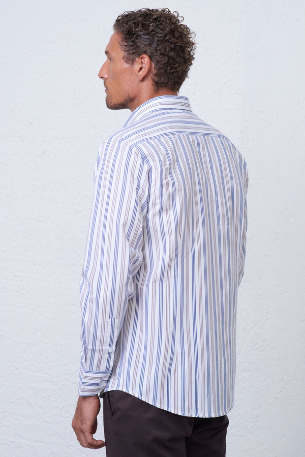 Camicia Rigata Multicolor Collo Classico Uomo
