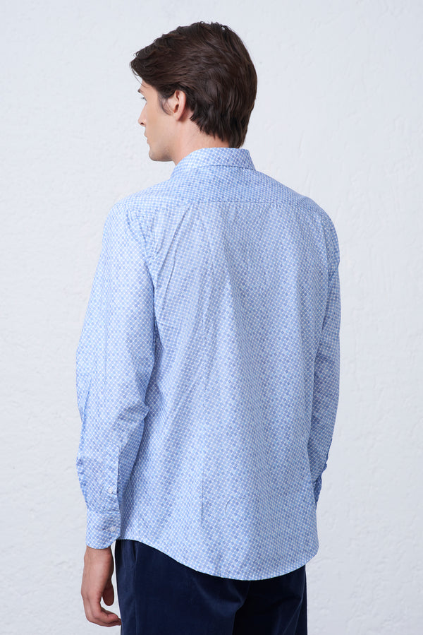 Camicia Celeste Fantasia Losanghe