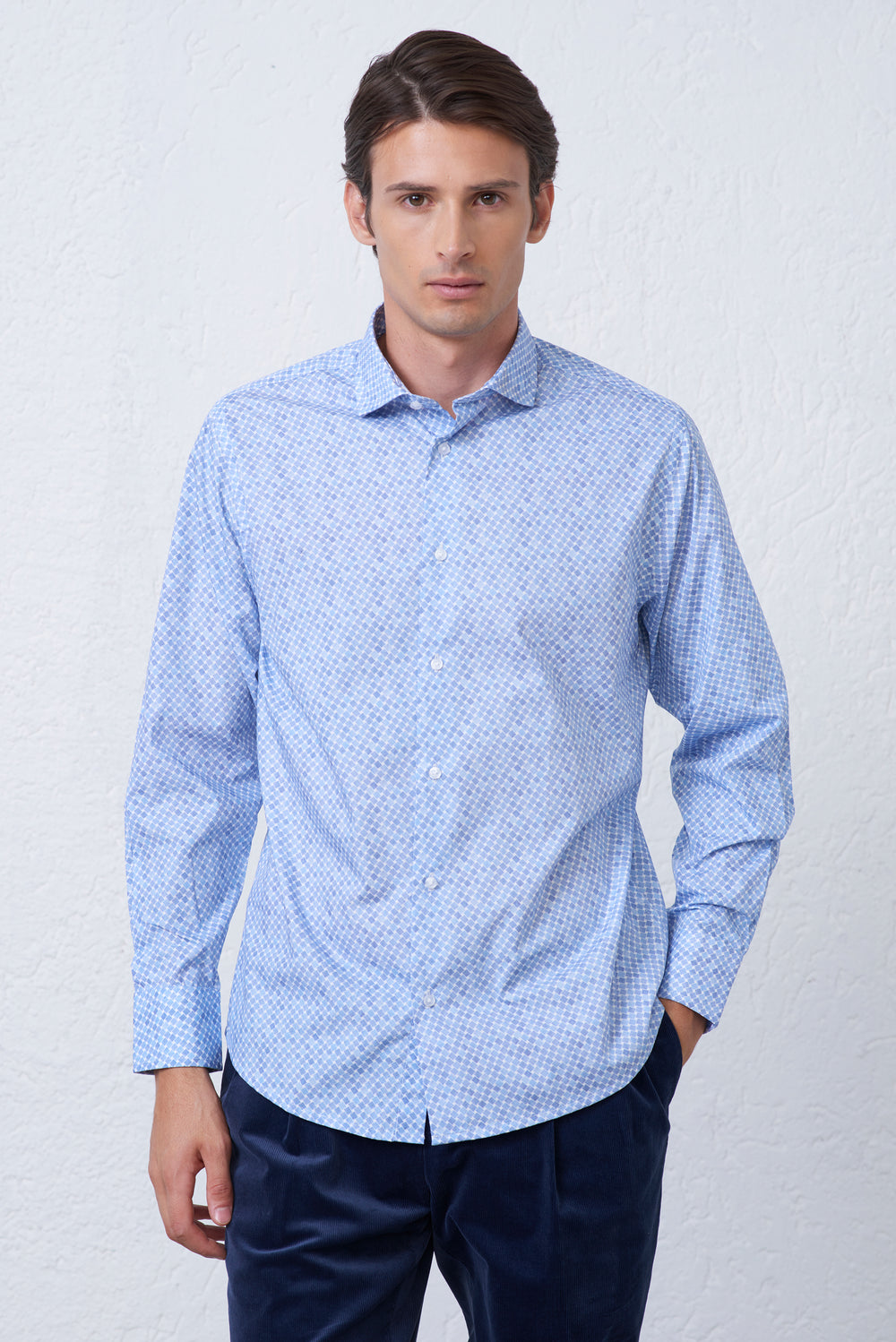 Camicia Celeste Fantasia Losanghe