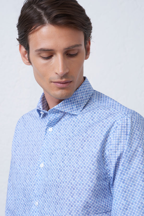 Camicia Celeste Fantasia Losanghe