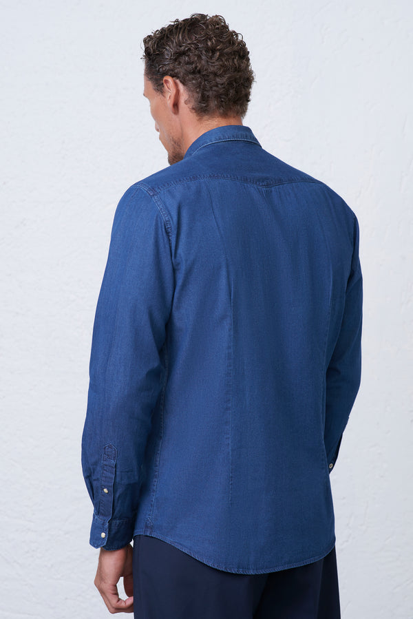 Camicia in Jeans con Tasche e Bottoni a Pressione