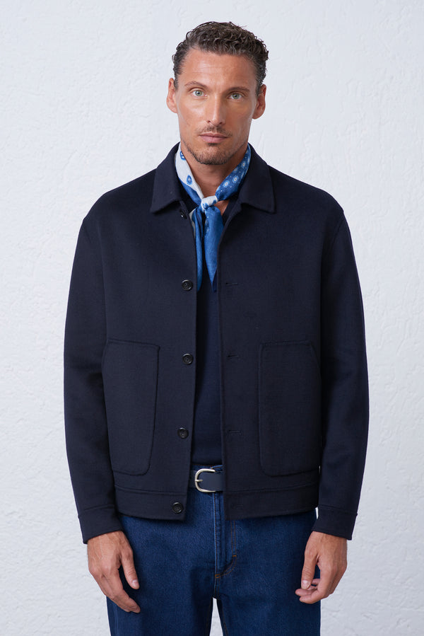 Cappotto Corto Collo Camicia in Lana