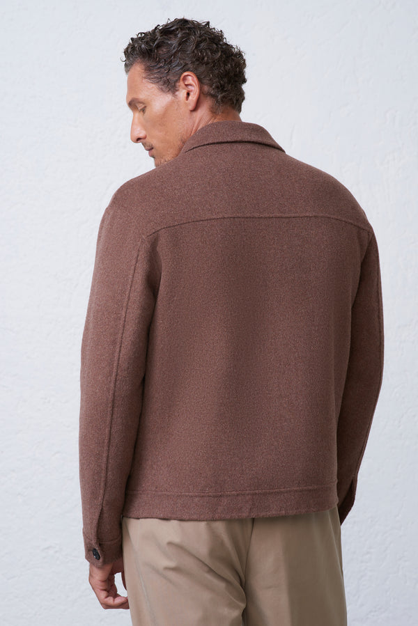 Cappotto Corto Collo Camicia in Lana