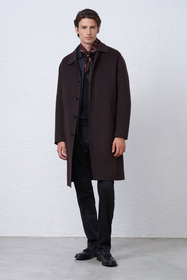 Cappotto Collo Camicia in Misto Lana