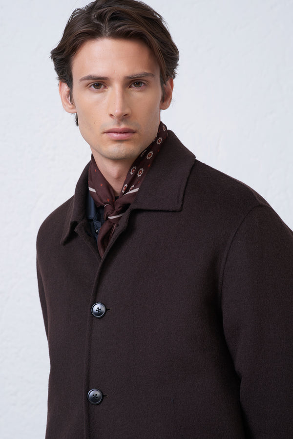 Cappotto Collo Camicia in Misto Lana