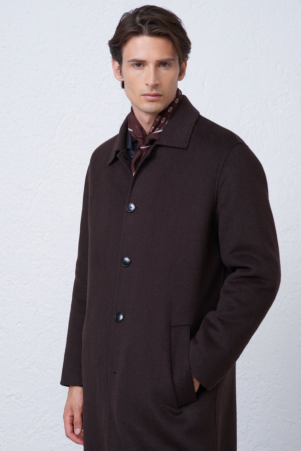 Cappotto Collo Camicia in Misto Lana