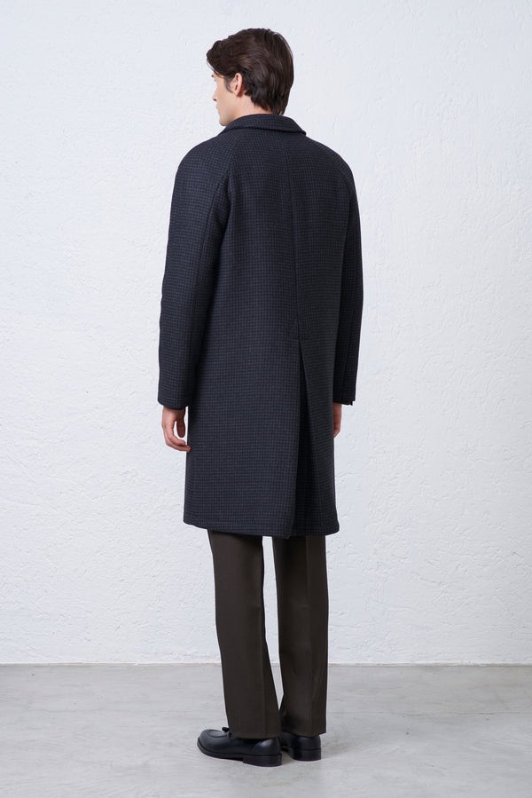 Cappotto Collo Camicia Pied De Poule
