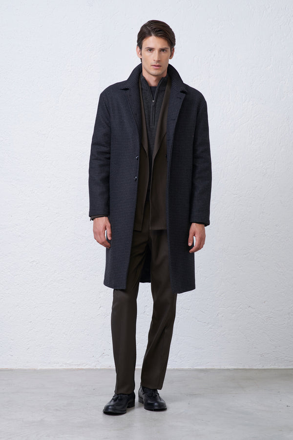 Cappotto Collo Camicia Pied De Poule