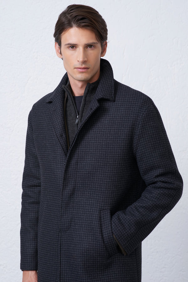 Cappotto Collo Camicia Pied De Poule