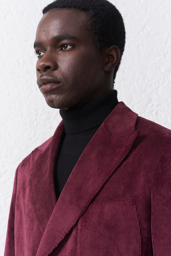 Giacca Doppiopetto in Velluto con Petto a Lancia