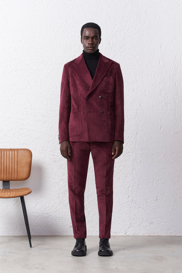Giacca Doppiopetto in Velluto con Petto a Lancia