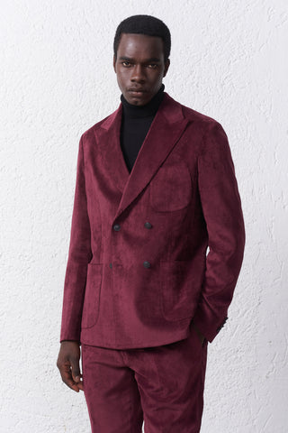 Giacca Doppiopetto in Velluto con Petto a Lancia