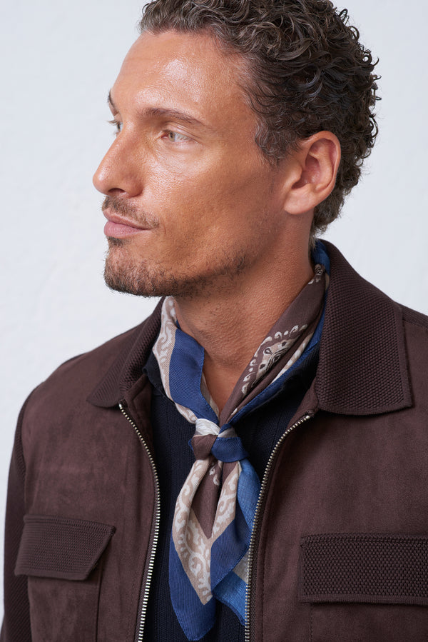 Overshirt Effetto Suede e Maglia