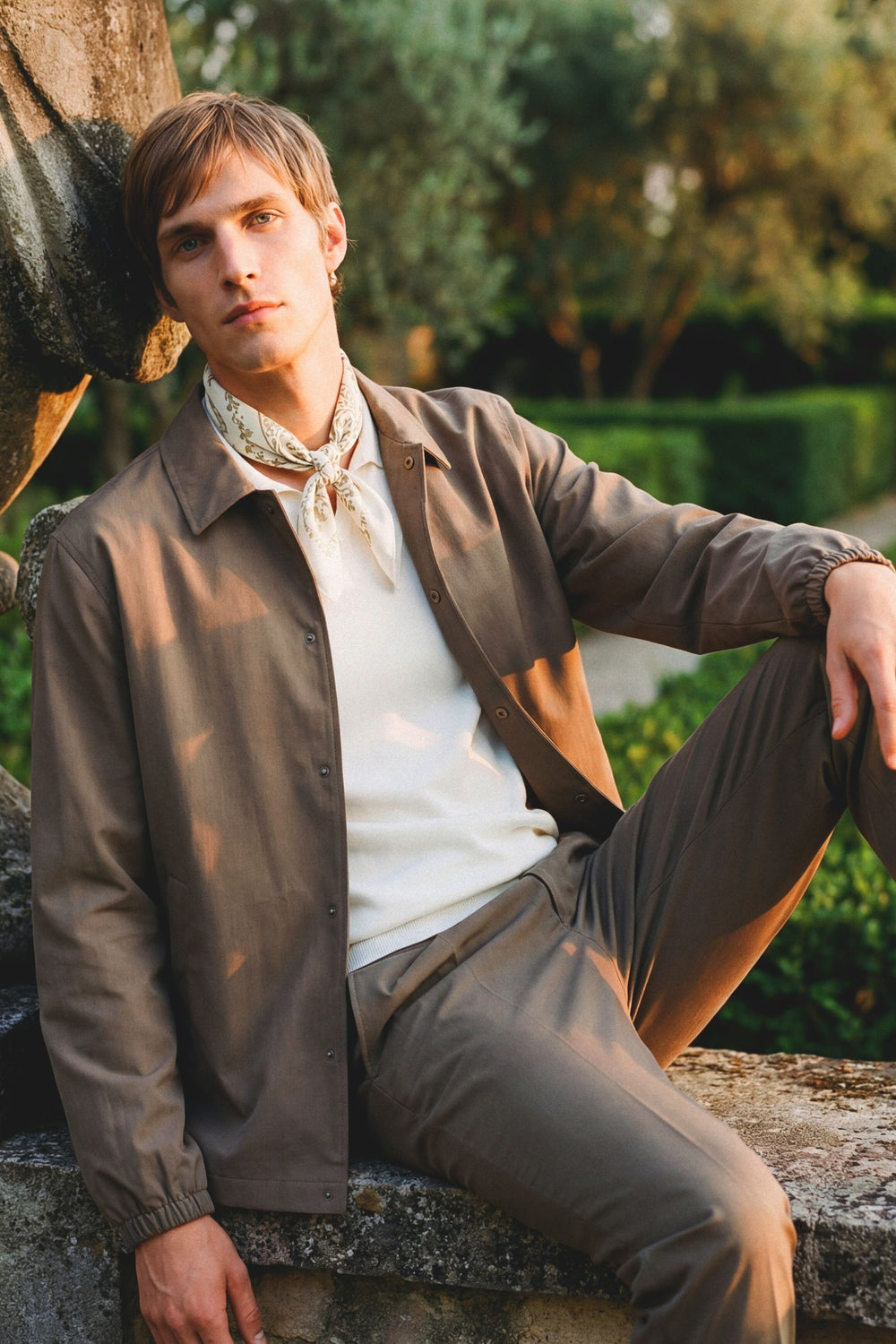 Overshirt Tecnica con Bottoni a Pressione Verde