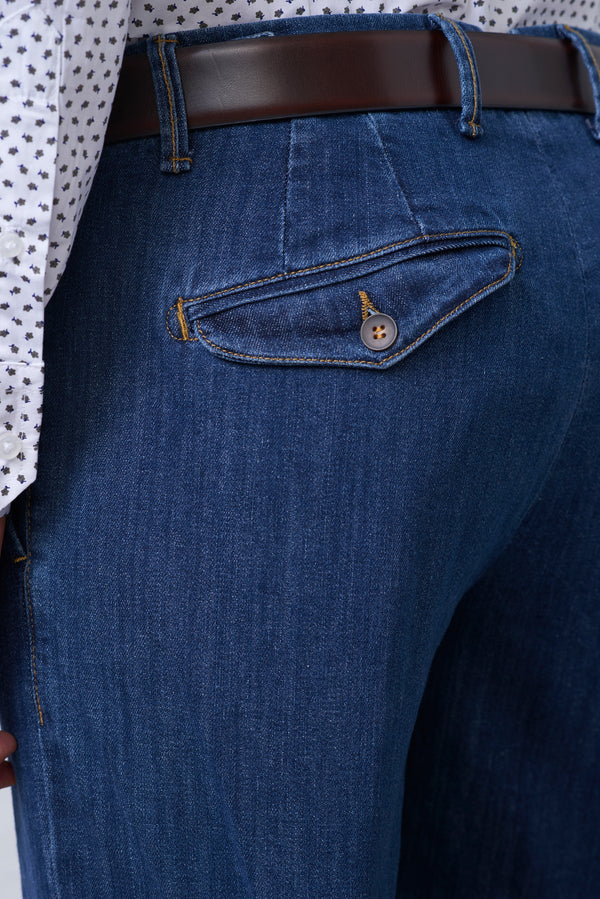 Jeans Loose Fit con Pence in Cotone