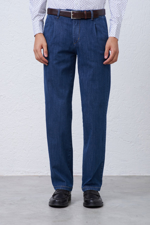 Jeans Loose Fit con Pence in Cotone
