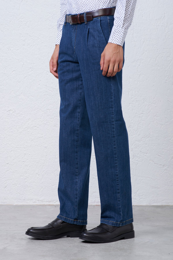 Jeans Loose Fit con Pence in Cotone