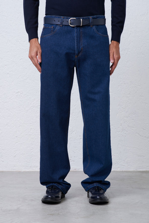 Jeans Loose Fit in Denim in Cotone Riciclato