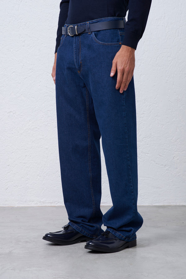 Jeans Loose Fit in Denim in Cotone Riciclato
