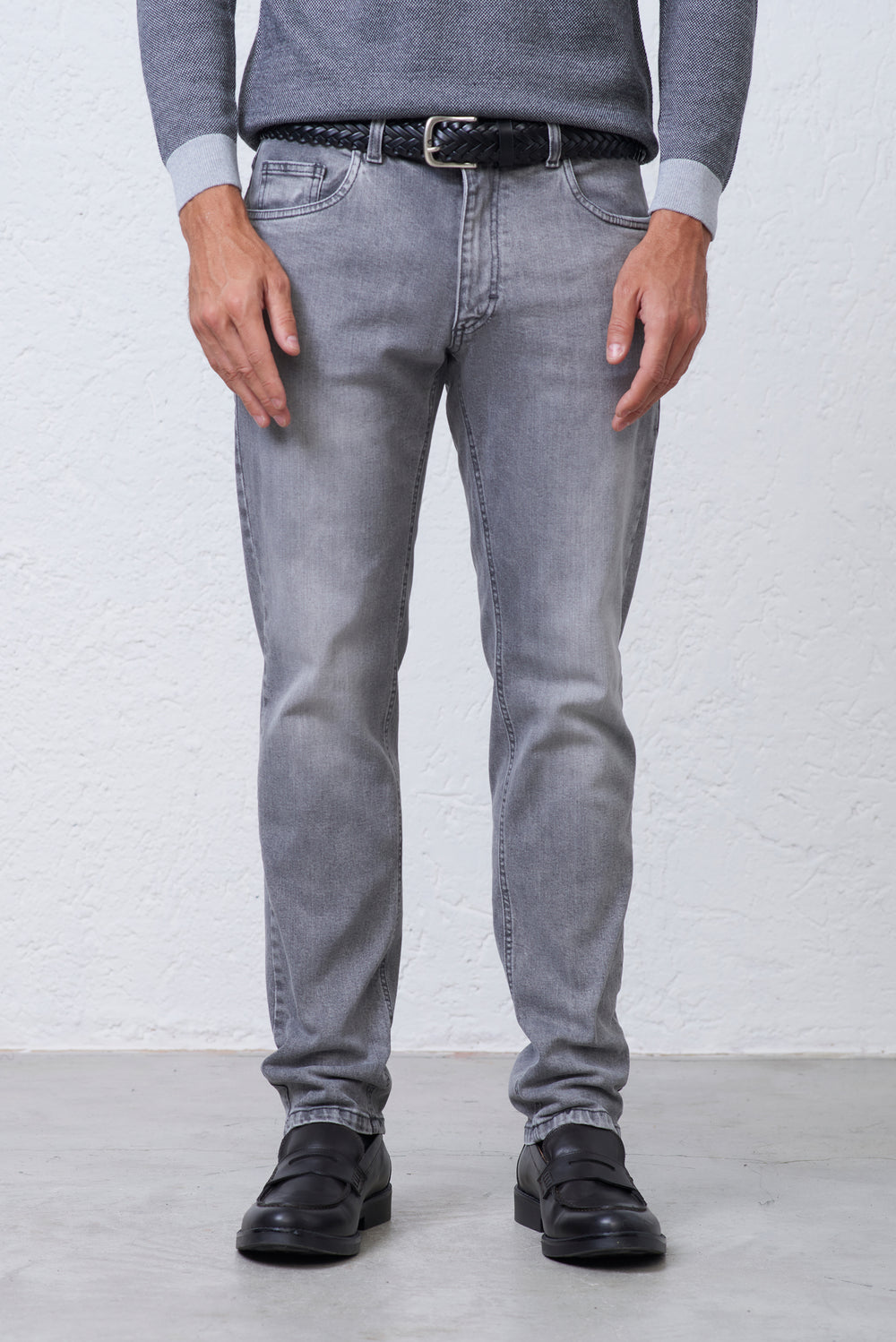 Jeans Slim Fit Denim Grigio in Cotone