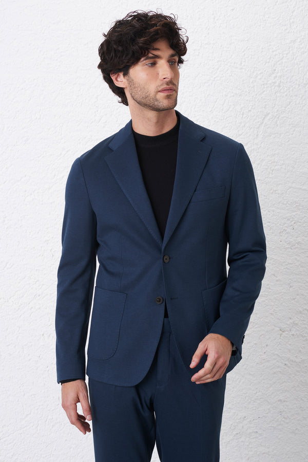 Giacca Monopetto in Maglia Operata