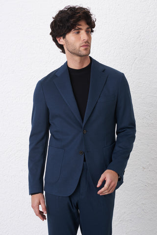 Giacca Monopetto in Maglia Operata