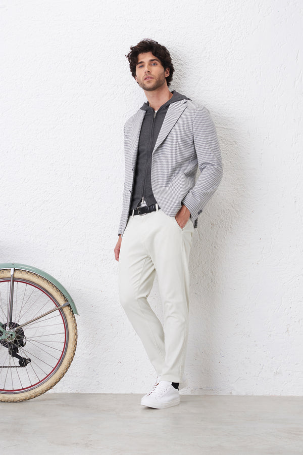 Giacca Monopetto in Maglia Pied de Poule