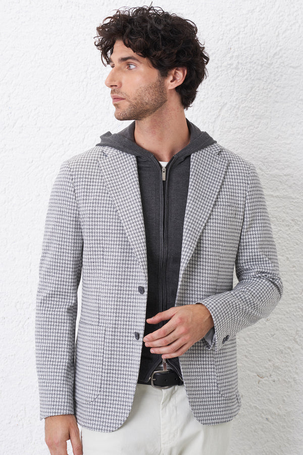 Giacca Monopetto in Maglia Pied de Poule