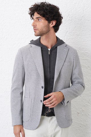 Giacca Monopetto in Maglia Pied de Poule