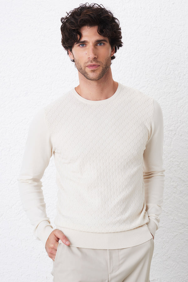 Herringbone pattern crewneck
