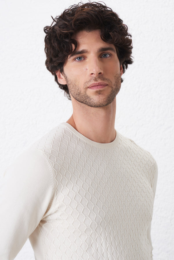 Herringbone pattern crewneck
