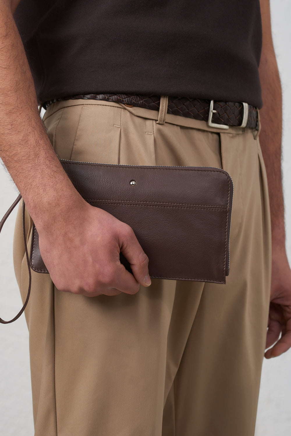 Pochette in Eco Pelle con Zip e Laccetto Removibile