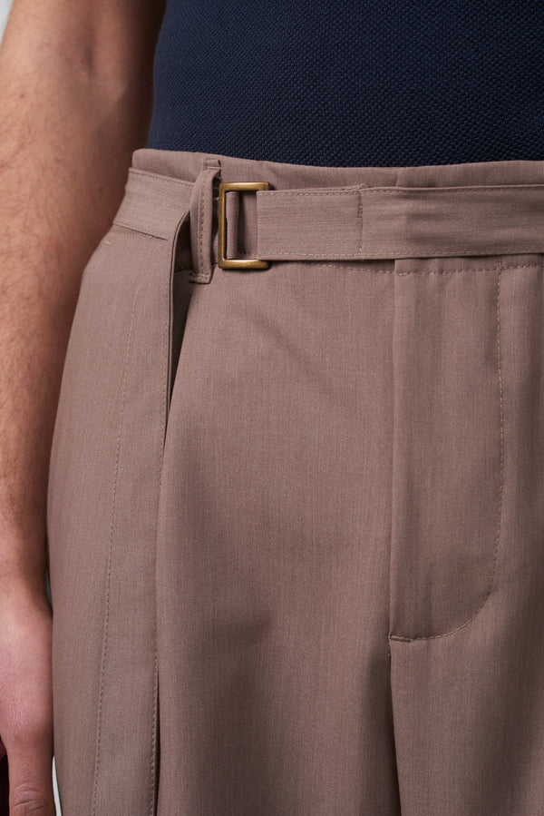 Pantalone Fango con Cintura  e Pinces