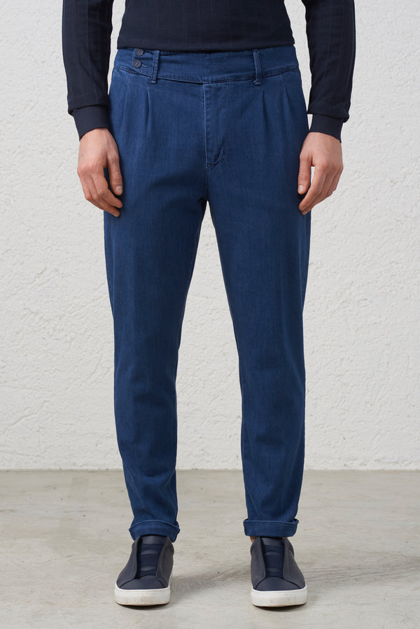 Jeans con Doppio Bottone Laterale Dark Wash