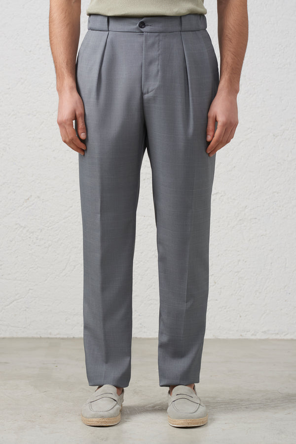 Pantalone Grigio  Baggy Fit con Pinces