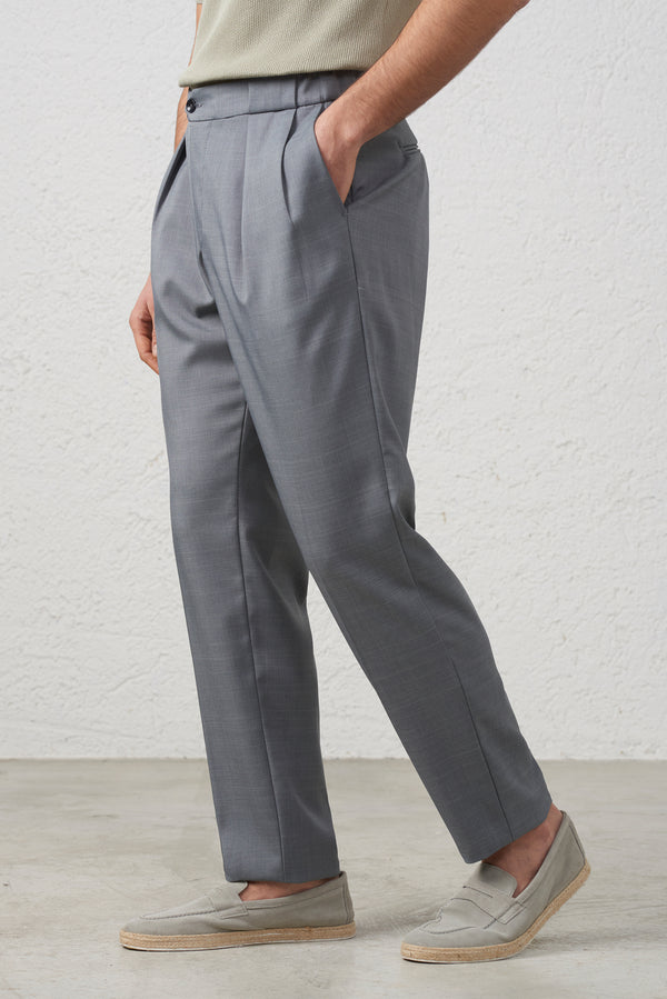 Pantalone Grigio  Baggy Fit con Pinces