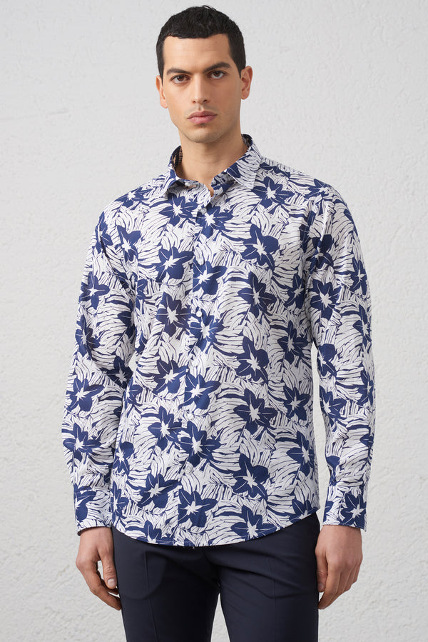 Camicia con Stampa Floreale Comfort Fit