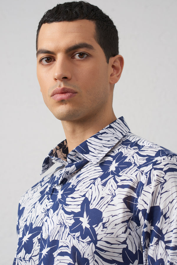 Camicia con Stampa Floreale Comfort Fit