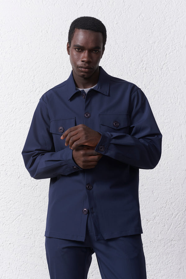 Overshirt in Tessuto Tecnico Stretch