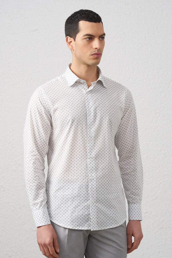 Camicia Comfort Fit con Micro Fantasia fiori