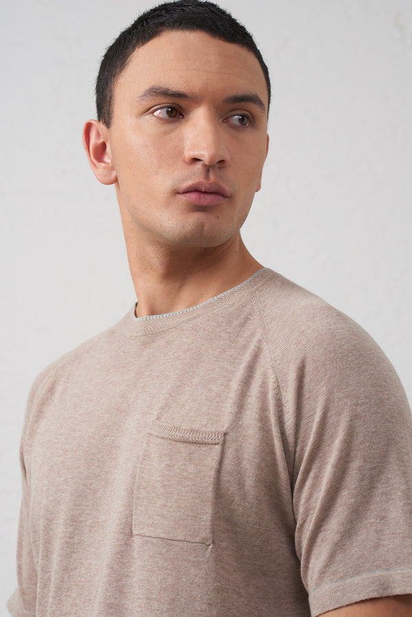 T-Shirt Sabbia in Maglia con Taschino